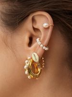 Wholesale Jewelry Retro C Shape Alloy No Inlaid Earrings main image 3