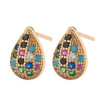 Fashion Geometric Colored Diamond Hoop Earrings Nhll154705 main image 3