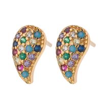 Fashion Geometric Colored Diamond Hoop Earrings Nhll154705 main image 5