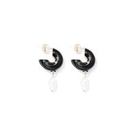 Simple Metal Geometric Pearl C-type Oil Drop Alloy Hoop Earrings Nhll154709 main image 6