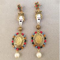 Vintage Baroque Exaggerated Full Diamond Earrings Nhnt154521 sku image 1