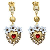 Vintage Baroque Exaggerated Full Diamond Earrings Nhnt154521 sku image 2