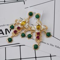 Flower Emerald Cross Earrings Nhnt154523 sku image 1