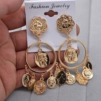 Fashion Metal Ring Coin Head Earrings Nhnt154591 sku image 1