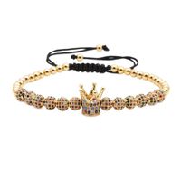 Croix-transfrontalier Européen Et Américain Bijoux Micro Incrusté Zircon 12 6mm Strass Boule Couronne Bracelet De Cuivre Perle Tissé Couronne Bracelet sku image 4