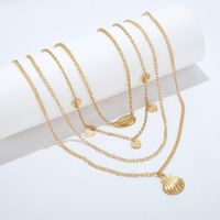 European And American Popular Fan-shaped Alloy Shell Necklace Nhgy155002 main image 5