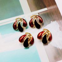 Fashion Black Red Drip Drop Leaf Shaped Earrings Nhom155076 main image 5