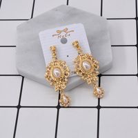 Europe And The United States Exaggerated Artificial Gemstone Pearl Alloy Earrings Nhnt155083 main image 2