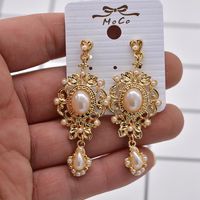Europe And The United States Exaggerated Artificial Gemstone Pearl Alloy Earrings Nhnt155083 main image 6