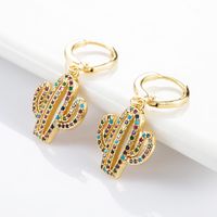 Exotic Cactus Copper Micro-set Zircon Earrings Nhln155090 main image 5