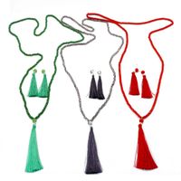 Fashion Faceted Glass Beads Tassel Pendant Necklace Earrings Set Nhom155097 main image 1