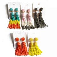 Fashion Color Tassel Rice Beads Woven Earrings Nhom155112 main image 1
