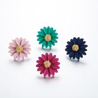 2019 Japan Und Südkorea Neue Europäische Und Amerikanische Mode Beliebte Legierung Sprüh Farbe Blumen Ohrringe Einfache Chrysanthemen Ohrringe main image 3