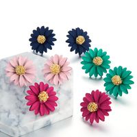 2019 Japan Und Südkorea Neue Europäische Und Amerikanische Mode Beliebte Legierung Sprüh Farbe Blumen Ohrringe Einfache Chrysanthemen Ohrringe main image 5
