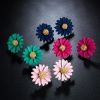 2019 Japan Und Südkorea Neue Europäische Und Amerikanische Mode Beliebte Legierung Sprüh Farbe Blumen Ohrringe Einfache Chrysanthemen Ohrringe main image 6