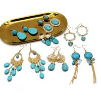 Fashion Turquoise Series Tassel Woven Earrings Nhom155156 main image 5