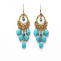 Fashion Turquoise Series Tassel Woven Earrings Nhom155156 main image 6