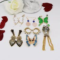 Animal Bird Fringe Pink Crystal Earrings Nhom155157 main image 4