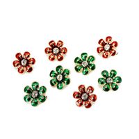 Red Green Glazed Flower Pearl Stud Earrings Nhom155160 main image 16