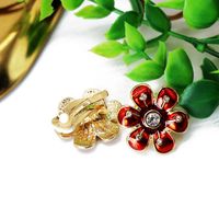 Red Green Glazed Flower Pearl Stud Earrings Nhom155160 main image 11