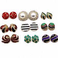 Les Fabricants Fournissent Une Variété De Ronde Coloré Collier D'huile Série De Correspondance Des Couleurs Argent Boucles D'oreilles Oreille Clips Perle Strass Oreille Goujons Oreille Clips main image 25