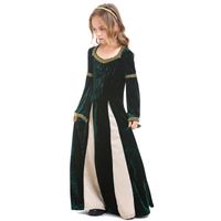 Halloween Vintage Medieval Girls Costume Dark Green Trumpet Sleeve Maxi Dress Nhfe155213 main image 3