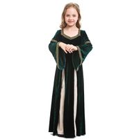 Halloween Vintage Medieval Girls Costume Dark Green Trumpet Sleeve Maxi Dress Nhfe155213 main image 4