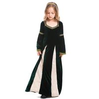 Halloween Vintage Medieval Girls Costume Dark Green Trumpet Sleeve Maxi Dress Nhfe155213 main image 5