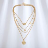 European And American Popular Fan-shaped Alloy Shell Necklace Nhgy155002 sku image 1