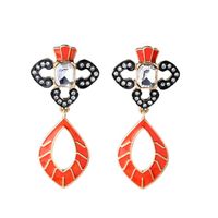 Fashion Colorful Artificial Gemstone Leaf Pendant Ladies Earrings Nhqd155044 sku image 1