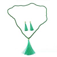 Fashion Faceted Glass Beads Tassel Pendant Necklace Earrings Set Nhom155097 sku image 2