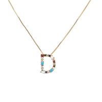Colored Zircon Artificial Gemstone Letter Chain Necklace Nhyl155149 sku image 4