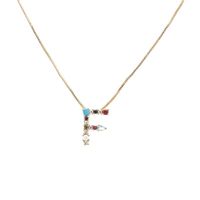 Colored Zircon Artificial Gemstone Letter Chain Necklace Nhyl155149 sku image 6