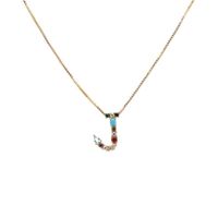Colored Zircon Artificial Gemstone Letter Chain Necklace Nhyl155149 sku image 10