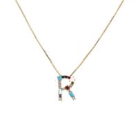 Colored Zircon Artificial Gemstone Letter Chain Necklace Nhyl155149 sku image 17