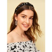 New Gold Velvet Pearl Knotted Wide Headband Nhln149540 main image 10