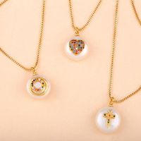 Fashion Copper Inlaid Zircon Cross Love Pearl Necklace Nhas155384 main image 6
