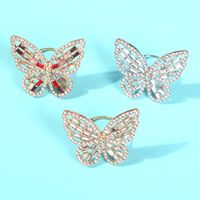 Fashion Hollow Three-dimensional Diamond Butterfly Ring Nhmd155401 main image 4