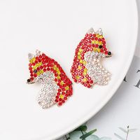 Fashion Color Diamond Fox Red Stud Earrings Nhjj155438 main image 1