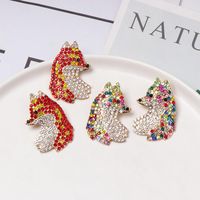Fashion Color Diamond Fox Red Stud Earrings Nhjj155438 main image 3