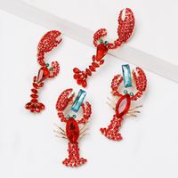 Fashion Lobster Diamond Alloy Acrylic Earrings Ear Studs main image 2
