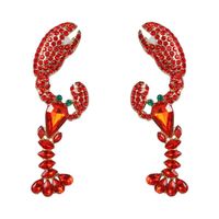 Fashion Lobster Diamond Alloy Acrylic Earrings Ear Studs main image 7