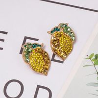 Colorful Diamond Fruit Lemon Stud Earrings Nhjj155451 main image 2