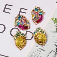 Colorful Diamond Fruit Lemon Stud Earrings Nhjj155451 main image 3
