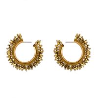 Beaded Acrylic C-shaped Hoop Earrings Nhas155412 sku image 6