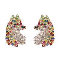 Fashion Color Diamond Fox Red Stud Earrings Nhjj155438 sku image 1