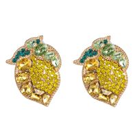 Colorful Diamond Fruit Lemon Stud Earrings Nhjj155451 sku image 2