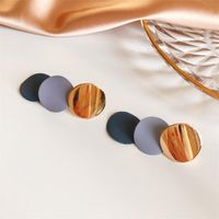 Fashion Metal Disc Matte Stitching Stud Earrings Nhdp155480 main image 4