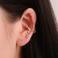 Mode Ein-wort-perlen-ohr Clip Frauen Bogenförmige Einzelne Ohr Knochen Clip Koreanische Einfache Durchbohrte Ohrringe Großhandel main image 1