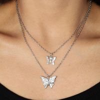 Exquisite Double Gold And Silver Butterfly Necklace Nhnz155498 main image 3